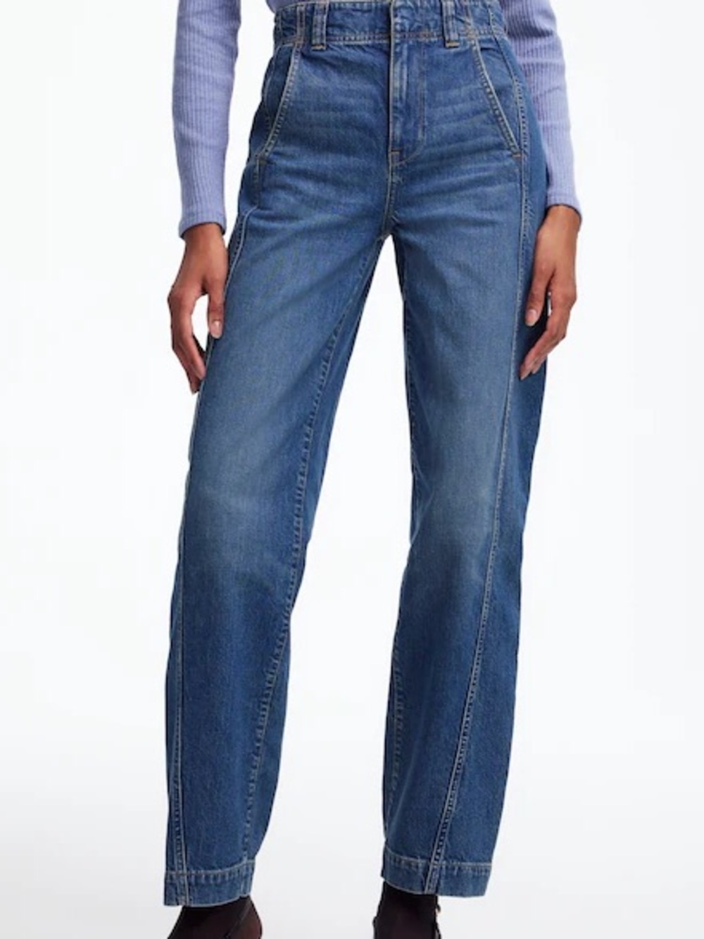 Madewell Tapered Denim Trousers Concho Wash straight leg High-Rise Jeans 26T